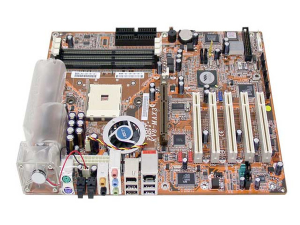 T. Madre Abit KV8-MAX3, ChipSet VIA K8T800, 
Para: Athlon 64, Socket 754 con BUS de 800MHz, 
Integrado: Audio, Red 10/100/1000, SATA-RAID (0,1,0+1), 
Memoria: 3x DDR333/266/200, 2x DDR400
Diseño: ATX, Ptos: 1x AGP 8X/4X, 5x PCI, 8xUS