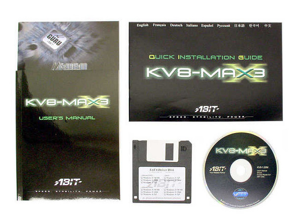 T. Madre Abit KV8-MAX3, ChipSet VIA K8T800, 
Para: Athlon 64, Socket 754 con BUS de 800MHz, 
Integrado: Audio, Red 10/100/1000, SATA-RAID (0,1,0+1), 
Memoria: 3x DDR333/266/200, 2x DDR400
Diseño: ATX, Ptos: 1x AGP 8X/4X, 5x PCI, 8xUS