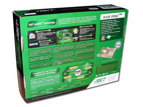T. Madre Abit KV8 Pro, Chipset VIA K8T800,
Soporta:Procesadores AMD Athlon 64/Sempron Socket 754,
Integrado:Audio 6 Canales, Red 100/1000Mbps,
Memoria:2x DDR400/333,
Diseño:ATX, Ptos: AGP 8X, 5xPCI