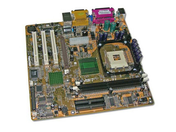 T. Madre Abit SG-71, ChipSet SIS 651/962L, 
Soporta: Pentium 4, 478Pins, BUS de 400 y 533Mhz.
Integrado: Video 3D, 10/100MB LAN, Audio 2 canales AC97,
Memoria: 2 DIMM DDR 200/266/333 (Max. 2GB)
Diseño: Micro ATX  Ptos: 1 x AGP, 3 x PCI, 2 x USB 2.0