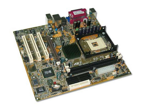 T. Madre Abit SG-72, ChipSet SIS 661FX/964L,
Soporta: Pentium 4, 478Pins, BUS de 800/533/400,
Integrado: Video 3D, 10/100MB LAN, Audio 6 canales AC97,
Memoria: 2 DIMM DDR 266/333/400 (Max. 2GB),
Diseño: Micro ATX Ptos: 1 x AGP 8X, 3 x PCI, 2 x USB 2.
