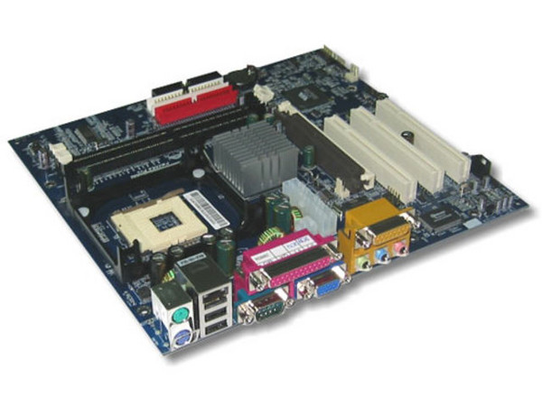 T. Madre Albatron ChipSet P4M266A
Soporta: Pentium 4  2.0/3.6GHZ bus 400/533MHZ
Celeron 1.7/2.6GHZ
Integrado: Video, Audio y Red
Memoria: DDR 266Mhz (2 Bancos)
Diseño: Micro ATX, Ptos: 3x PCI, 1x AGP
