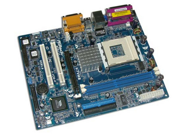 T. Madre ASRock K7VM3, ChipSet VIA KM266Pro,
Soporta: Duron/Sempron /Athlon XP, Socket A,
Integrado: Audio, Video UniChrome, Red 10/100,
Memoria: DDR 333/266, 2 Bancos, 2GB Max,
Diseño: Micro ATX, Ptos: 1x AGP 4X, 2x PCI, 1x AMR