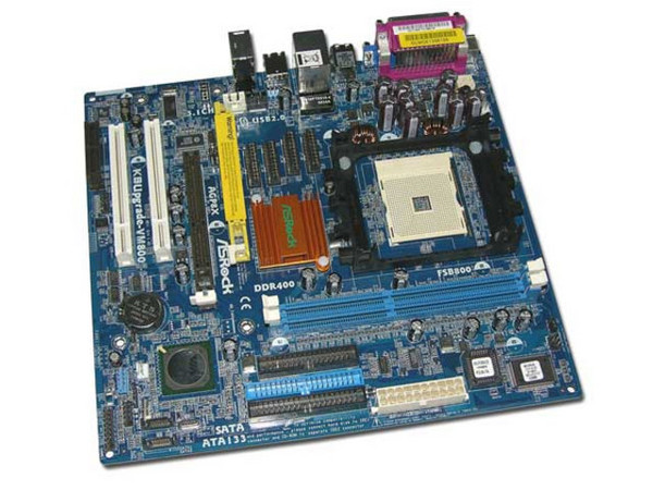 Tarjeta Madre ASRock K8UpVM800, ChipSet VIA K8M800,
Soporta: AMD Athlon 64 / Sempron Socket 754,
Memoria: DDR400/333/266, 2 Bancos, 2GB Max,
Integrado: Audio 6 canales, Video y RED 10/100Mbps,
Diseño: Micro ATX, Ptos: 1x AGP 8x, 2x P