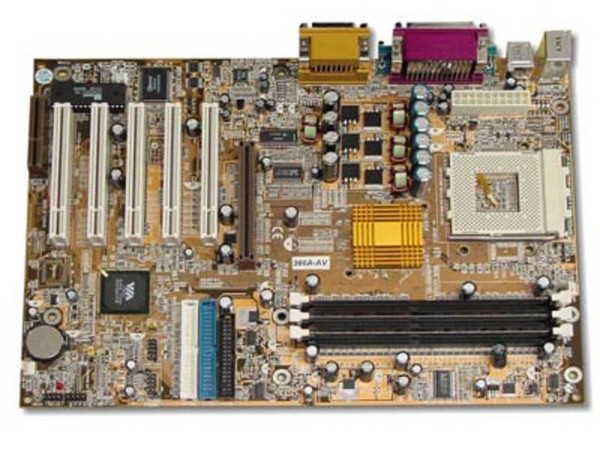 Tarjeta Madre Azza 366A-AV, ChipSet VIA KT266A
Soporta: Athlon XP 2600+ y Duron a 1.3Ghz, BUS 200/266Mhz
Integrado: Audio AC97
Memoria: SDRAM DDR 266Mhz, 3Gb MAX
Diseño: ATX Completo, Puertos: 1x AGP, 5x PCI