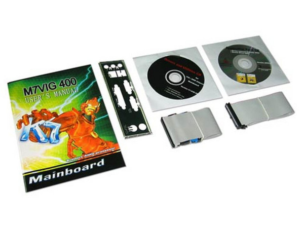T. Madre Biostar M7VIG 400 , ChipSet VIA KM266 Pro,
Soporta hasta AMD XP 3000, Sempron, Duron, Socket A,
Memoria: DDR266/333 (2 Bancos), 2Gb Max,
Integrado: Audio de 6 canales, Video S3, RED,
Diseño: Micro ATX, Ptos. 3x PCI, 1x AGP4x