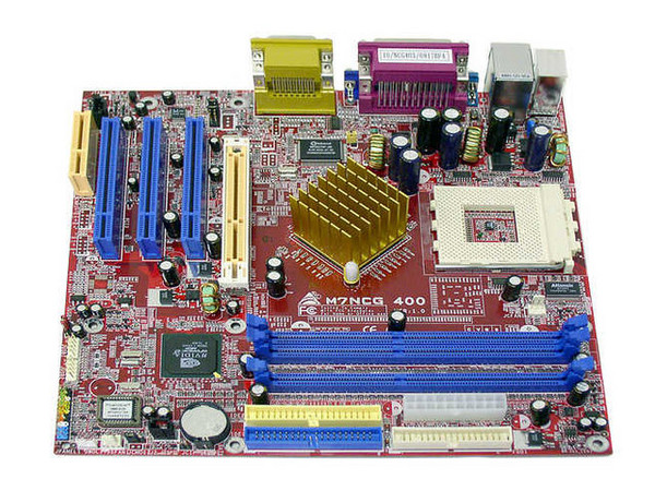T. Madre Biostar M7NCG 400, nVidia nForce2 IGP/MCP
Soporta: AMD Athlon XP y Duron con BUS de 266/333/400 MHz
Integrado: Video GeForce4 MX, Audio, Red 10/100Mbps
Memoria: DDR 266/333 (Dual Channel), 3 Bancos
Diseño: Micro ATX, Ptos: 1x AGP, 3x PCI