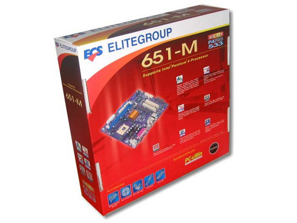 Tarjeta Madre ECS 651-M V1.0, ChipSet SiS 650GX B0,
Soporta: Pentium 4 BUS de 533*/400MHz 
Integrado:  AC'97 2.2 de 6 canales, Video y RED
Memoria: DDR 333*/266 (2 Bancos), 2GB Max
Diseño: Micro ATX, Ptos: 1x AGP4X, 2x PCI, 1x CNR