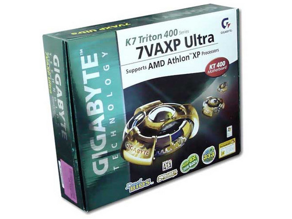 T. Madre GigaByte GA-7VAXP Ultra, ChipSet VIA KT400,
Soporta AMD XP y Duron con BUS /333/266 MHZ, 
Integrado: Audio AC97', 6 USB 2.0, Raid ATA133, 
2 Puertos Serial ATA (SATA), Puerto FireWire
Diseño: ATX Completo,  1x AGP (4x/8x), 5x PCI