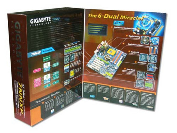 T. M. GIGABYTE GA-7NNXP, ChipSet nForce2 Ultra 400,
Soporta: Athlon XP, Duron / Bus 266/333/400 MHz,
Integrado: Audio Dolby Digital 3D, RED, 6 USB2, 2 FireWire,
Memoria: DDR 400/333/266, 4 Bancos, 3GB Max,
Diseño: ATX, Puertos: 5x PCI, 1x AGP 4x/8x