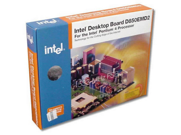 T. Madre Intel D850EMD2, ChipSet Intel 850E,
Soporta hasta: Pentium 4, 478Pins, de 400 y 533Mhz,
Integrado: Audio AC 97,
Memoria: RIMM RDRAM PC800, 2Gb Max, (4 Bancos) -En Pares-
Diseño: Micro ATX, Ptos. 1x AGP, 3x PCI