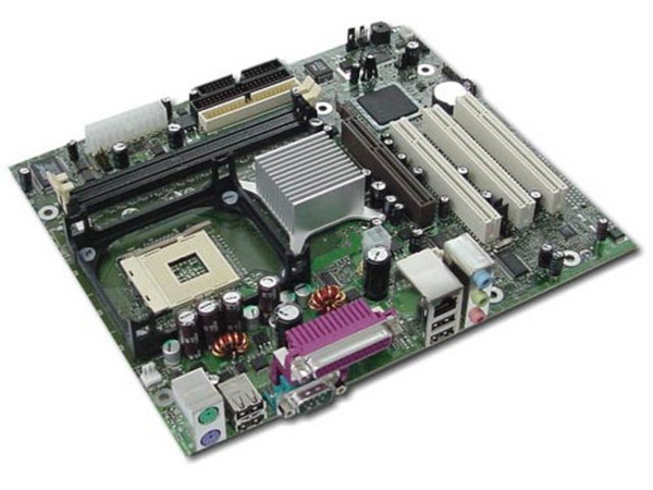 T. Madre Intel D845EPT2L, ChipSet Intel 845E,
Soporta: P4 hasta 2.8 y Celeron, 478Pins, 400/533Mhz,
Integrado: Audio AC97, LAN 10/100Mbps
Memoria: DDR DIMM, 266/200, 2Gb Max, (2 Bancos),
Diseño: Micro ATX, Ptos: 1x AGP, 3x PCI, 1x CNR.