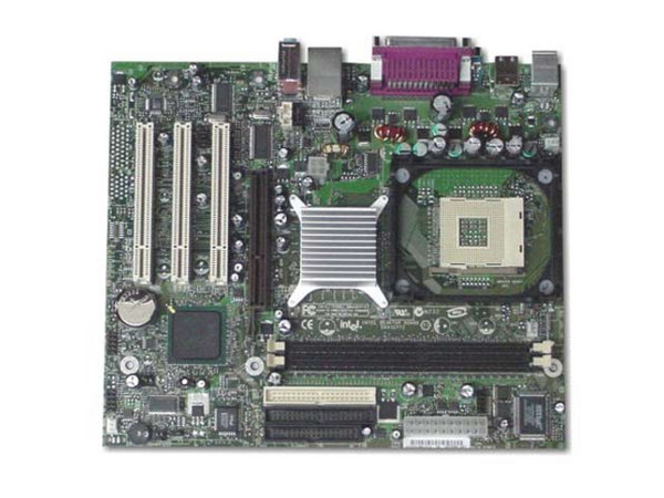 T. Madre Intel D845EPT2L, ChipSet Intel 845E,
Soporta: P4 hasta 2.8 y Celeron, 478Pins, 400/533Mhz,
Integrado: Audio AC97, LAN 10/100Mbps
Memoria: DDR DIMM, 266/200, 2Gb Max, (2 Bancos),
Diseño: Micro ATX, Ptos: 1x AGP, 3x PCI, 1x CNR.