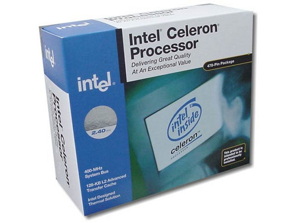 Procesador Intel Celeron a 2.4GHZ, BUS 400Mhz, 128KB, 478Pines, en caja
