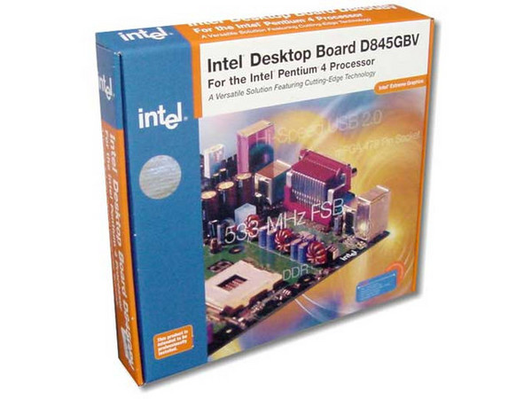 T. Madre Intel D845GBV2L, Intel 845G,
Soporta: P4 hasta 2.8 y Celeron, con 478Pins, 400/533Mhz
Integrado: Video Intel, Audio AC97 y LAN Intel 10/100,
Memoria: SDRAM DDR 266/200, 2Gb Max, (2 Bancos),
Diseño: ATX Completo, Ptos: 1x AGP y 6x PCI.