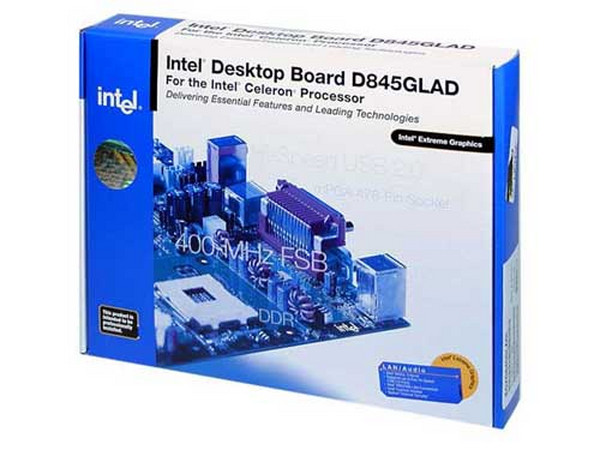 T. Madre Intel D845GLADL, ChipSet Intel 845GL,
Soporta hasta: P4 a 2.8 y Celeron con 478Pins y 400Mhz BUS
Integrado: Audio AC97, Video y LAN 10/100Mbps
Memoria: SDRAM DDR 266, 2Gb Max, (2 Bancos),
Diseño: Micro-ATX, Ptos: 4x PCI