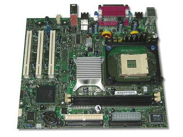 T. Madre Intel D845GVSR, ChipSet Intel 845GV, 
Soporta:P4/Prescott/Celeron,Bus de 533/400 MHz,
Integrado: Video Intel y Audio AC97, 
Memoria: SDRAM DDR 266/333 Mhz, 2Bancos, 2GB Max, 
Diseño: Micro ATX, Ptos: 3x PCI
