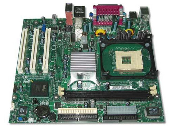 Tarjeta Madre Intel D845GVSRL, ChipSet Intel 845GV,
Soporta: P4/Prescott/Celeron, BUS de 400/533Mhz, 
Memoria: SDRAM DDR 200/266/333, 2 Bancos, 2GB Max., 
Integrado: Video, Audio y Red 10/100Mbps
Diseño: MicroATX, Puertos: 3x PCI, 4x USB 2.0