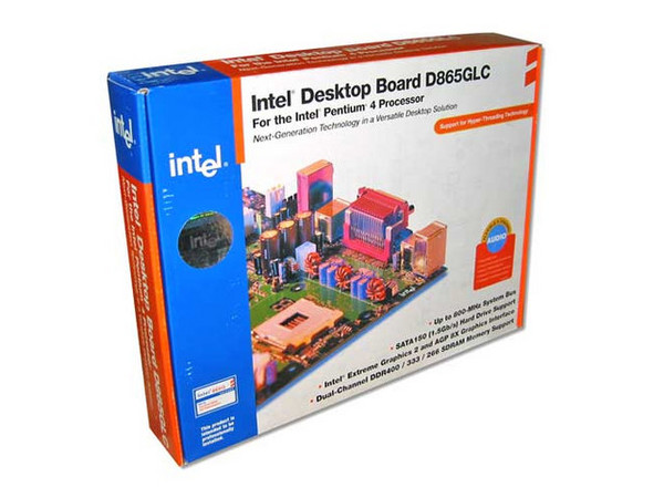 T. Madre Intel BOXD865GLC, ChipSet Intel 865G
Soporta: P4 y Celeron con H.T. y BUS de 400/533/800Mhz
Integrado: Video Intel y Sonido SoundMAX 4 XL
2 Ptos. IDE y 2 Ptos. Serial ATA
Memoria: SDRAM DDR 400/333/266
Diseño: MicroATX, Puertos: 1x AGP, 3x