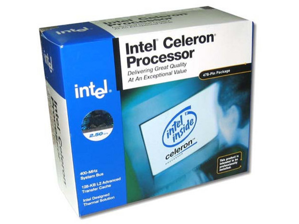Procesador Intel Celeron a 2.5GHZ, BUS 400Mhz, 128KB, 478Pines, en caja.