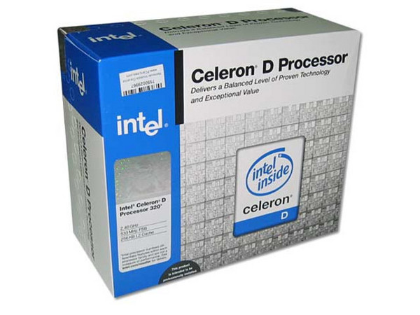 Procesador Intel Celeron D 320 a 2.4Ghz, BUS de 533, 256KB, 478 pines, en caja.