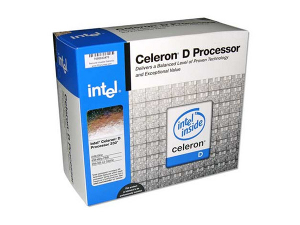 Procesador Intel Celeron D 330 a 2.66Ghz, BUS de 533, 256KB, 478 pines, en caja.