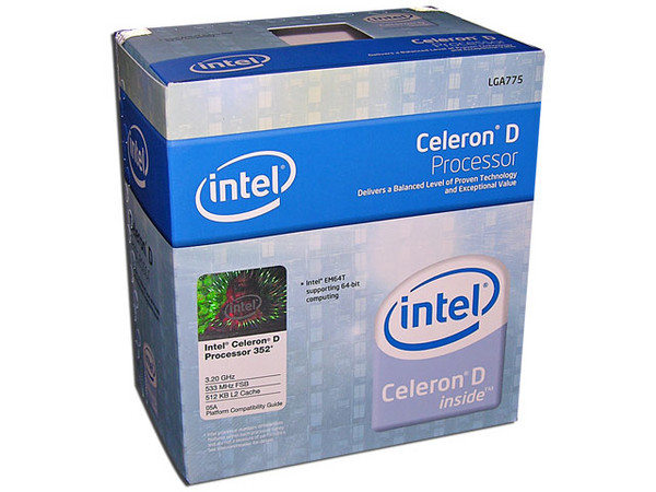 Procesador Intel Celeron D 352+ 3.20GHZ, Socket 775, BUS de 533MHz, 512KB en Cache L2