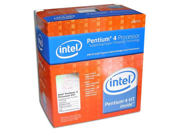 Procesador Intel Pentium 4 641 (65nm) a 3.2 GHz, Solo para Socket LGA 775, BUS de 800MHz, 2MB en Cache L2, EM64T