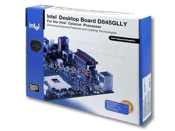 T. Madre Intel 845GLLYL, ChipSet Intel 845GL,
Soporta hasta: P4 hasta 2.8Ghz y Celeron, (478Pins, 400Mhz)
Integrado: Video Intel, Audio AC97, LAN 10/100MBPS
Memoria: SDRAM DIMM PC133, 2Gb Max, (2 Bancos),
Diseño: ATX Completo, Ptos: 4x PCI