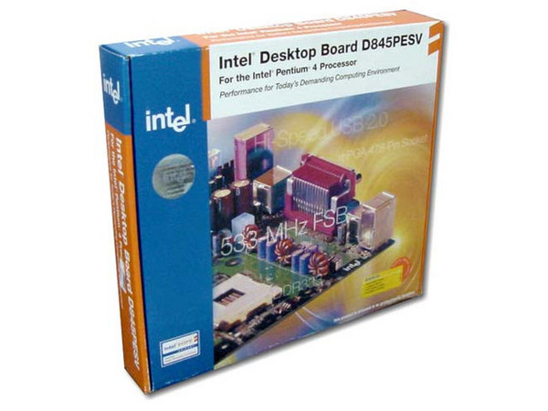 T. Madre INTEL D845PESV, ChipSet Intel 845PE,
Soporta: P4 y Celeron con 478Pins, 400/533Mhz BUS
Integrado: Audio AC-97,
Memoria: DDR DIMM DDR333/PC2100, 2GB Max, (2 Bancos),
Diseño: ATX Completo, Ptos. 1x AGP, 6x PCI, USB 2.0