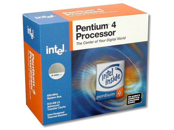 Procesador Intel Pentium 4 a 2.4Ghz, BUS 533Mhz, 478Pines, 512KB, en caja