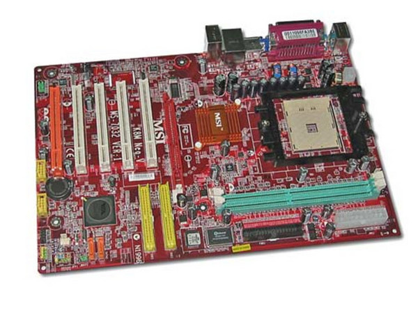 T. Madre MSI K8M Neo-V, ChipSet VIA K8M800,
Soporta: Athlon 64, Sempron 3100+, Socket 754,
Integrado: Video, Audio de 6 canales, 2 Serial ATA y Red,
Memoria: SDRAM DDR 266/333/400, 2 Bancos, 2GB Max,
Diseño: ATX, Puertos: 5x PCI, 1x 