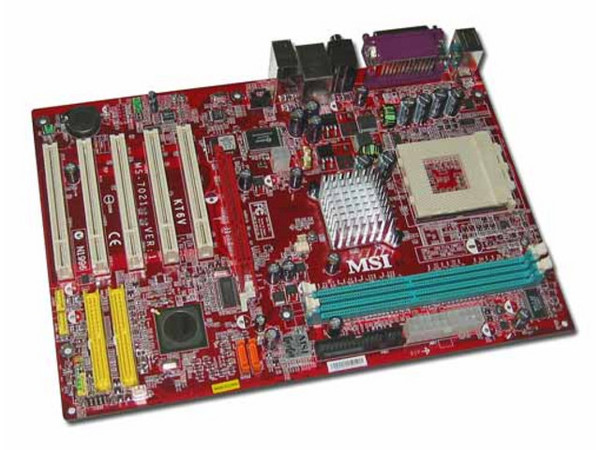 T. Madre MSI KT6V -LSR, ChipSet VIA KT600,
Soporta: Duron/Sempron /Athlon XP, 400/333/266 MHz,
Integrado: Audio, Red 10/100Mbps,
Memoria: DDR400/333/266/200, 2 Bancos, 2GB Max,
Diseño: ATX, Ptos: 1x AGP 8X, 5x PCI, 4x USB 2.0