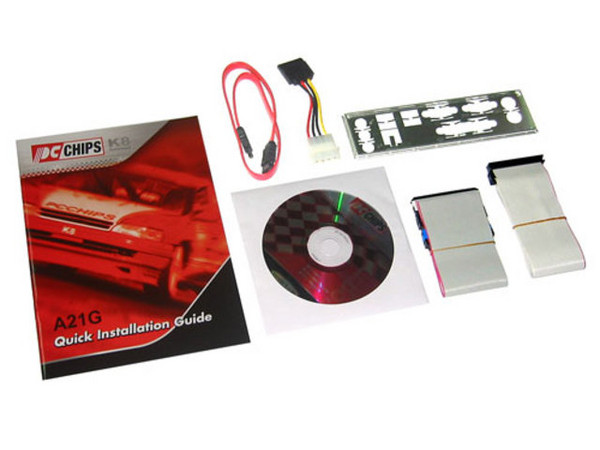 T. Madre PC CHIPS A21G, ChipSet K8M800/8237,
Para: Athlon AMD Athlon 64 / Athlon 64 FX, Socket 939,
Integrado: Video, Audio 6 canales, Red 10/100Mbps,
Memoria: 2xDDR, 400Mhz, Max. 2GB, Diseño: MicroATX,
Ptos: 1x AGP 8X, 3x PCI, 1x CN