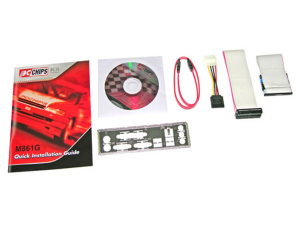T. Madre PCCHIPS M861G, ChipSet VIA K8M800/8237,
Soporta: Athlon 64, Sempron, Socket 754,
Integrado: Audio AC'97, Video UniChromeII y Red,
Memoria: DDR 266/333/400 Mhz, 2 Bancos, 2GB Max,
Diseño: Micro-ATX, Puertos: 2x PCI, 1x AGP 8X, 1x CNR