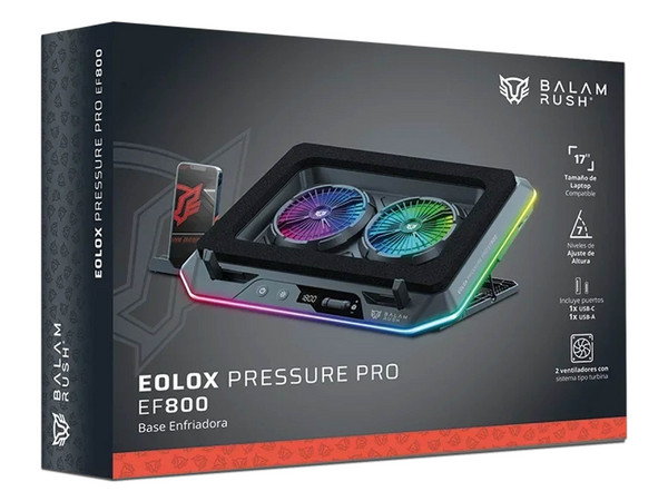Base Enfriadora Balam Rush Eolox Pressure Pro EF800, Soporta Laptops de hasta 17