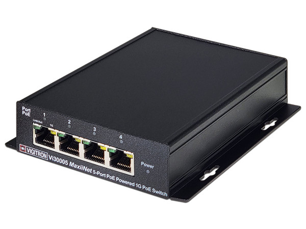 Switch No Administrable VIGITRON VI30005, 4 Puertos PoE de Hasta 36W, 1 Puerto SFP. 72W. Color Negro.