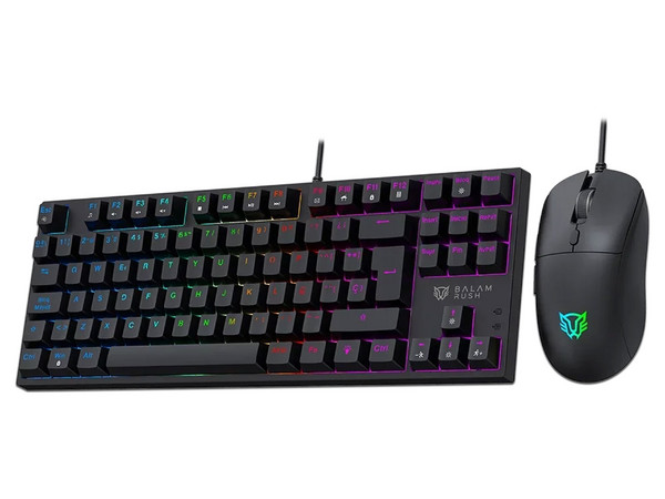 Kit de Teclado y Mouse Gamer Balam Rush Fusion Vanguard TKL CKG680, USB. Color Negro.