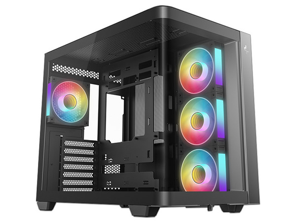 Gabinete DeepCool CG530U 4F, Mid Tower, ATX, Incluye 4 Ventiladores ARGB, Panel de Cristal Templado, No Incluye Fuente de Poder. Color Negro.