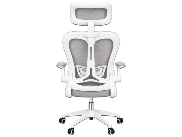 Silla de Oficina MODAMOB MC028, Respaldo de Malla y Cabecera, Soporta Hasta 120 Kg, Pistón Clase 3. Color Blanco y Gris.