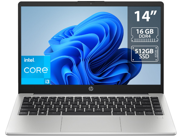Laptop HP 240 G10: 
Procesador Intel Core i3 1315U (hasta 4.5 GHz), 
Memoria de 16GB DDR4, 
SSD de 512GB, 
Pantalla de 14