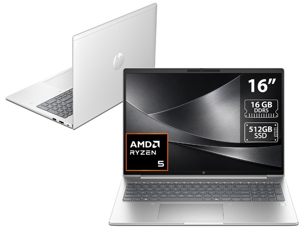 Laptop HP ProBook 4:
Procesador AMD Ryzen 5 220 (hasta 4.9 GHz),
Memoria de 16GB DDR5,
SSD de 512GB,
Pantalla de 16