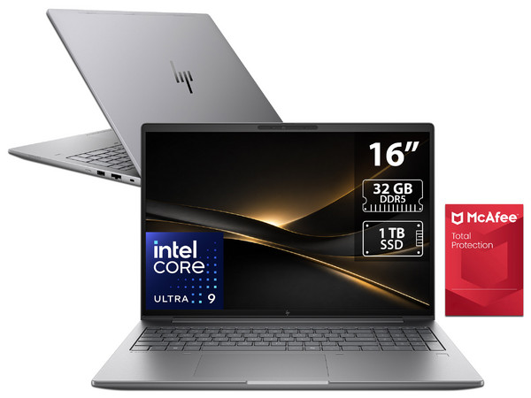 Laptop HP ZBook X G1i:
Procesador Intel Core Ultra 9 285H (hasta 5.4 GHz),
Memoria de 32GB DDR5,
SSD de 1TB,
Pantalla de 16