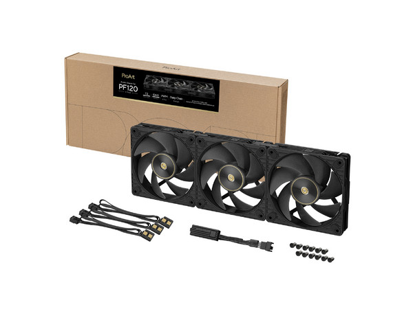Kit de 3 Ventiladores Asus ProArt PF120 PWM, 120mm, 3000 RPM. Color Negro.