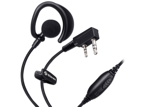 Audífono manos libres Steren RAD-593 con micrófono para radio, 3.5mm y 2.5mm. Color Negro.