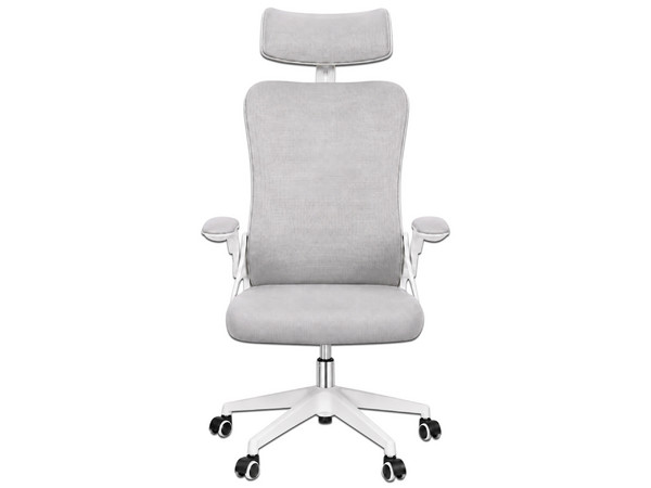 Silla de Oficina MODAMOB MC028, Respaldo de Malla y Cabecera, Soporta Hasta 120 Kg, Pistón Clase 3. Color Blanco y Gris.