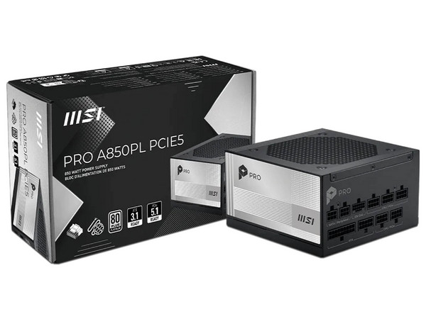 Fuente de Poder Modular MSI PRO A850PL PCIE5 de 850W, ATX, PCI-E 5.1, 80 PLUS Platinuim.