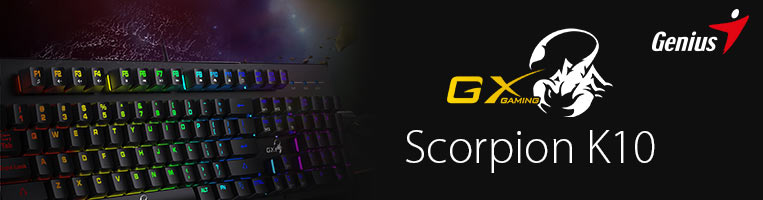 Teclado Gamer Genius Scorpion K10 con iluminación RGB, Color