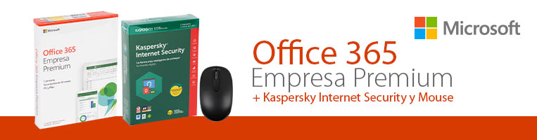 Microsoft Office 365 Empresa Premium, (1 Año de suscripción para 1 Usuario  con 5 Dispositivos + 1TB en One Drive). Incluye Antivirus Kaspersky  Internet Security y Mouse Microsoft.