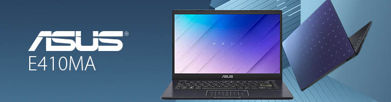 Laptop ASUS E410MA: Procesador Intel Celeron N 4020 (hasta 2.80 GHz), Memoria de 4GB DDR4, eMMC de 128GB, Pantalla de 14" LED, Video UHD Graphics 600, S.O. Windows 10 Home (64 Bits)